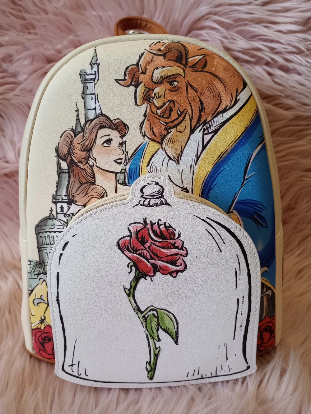 Loungefly Disney Beauty And The Beast Couple Rose Mini Backpack